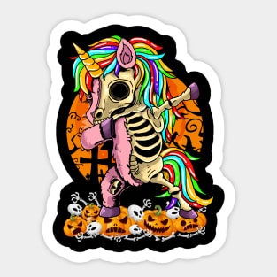 Unicorn Zombie Skeleton Dabbing Pumpkin Scary Halloween Sticker